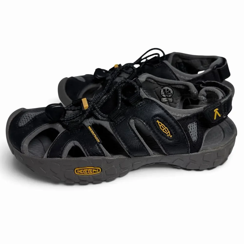 Keen Waterproof Sport Sandals Kids Sz 2 Black Gray Yellow Hiking Water Shoes